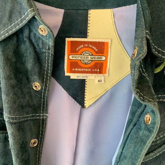 RARE VINTAGE LEATHER! Pioneer Wear Vintage Suede Jacket Embroidered Size LG - Picture 6 of 16